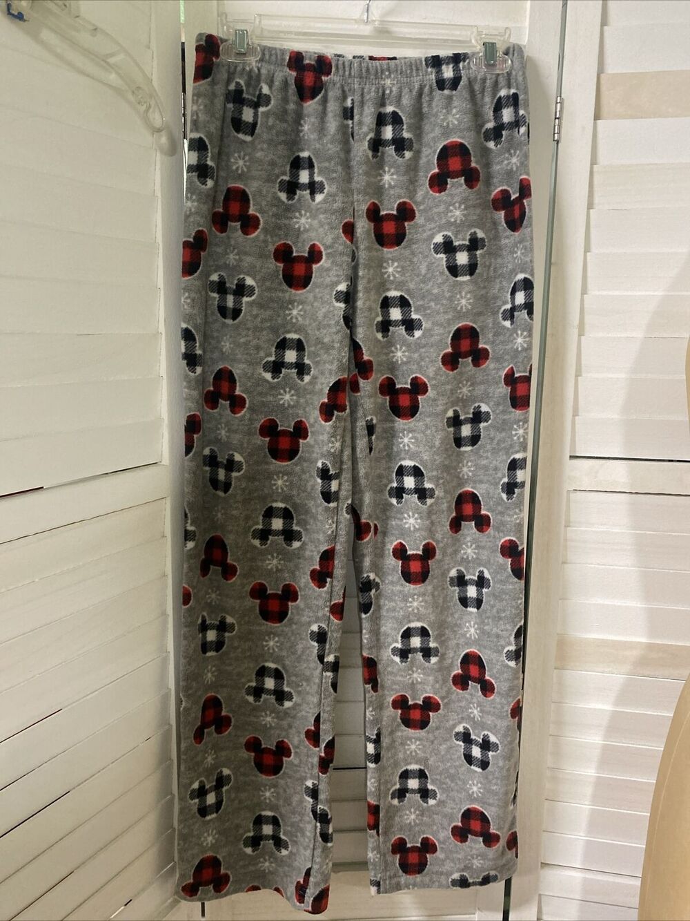 Disney Mickey Mouse Logo Pajama Bottoms Fleece Lounge Pants Elastic Waist XS - Picture 1 of 8